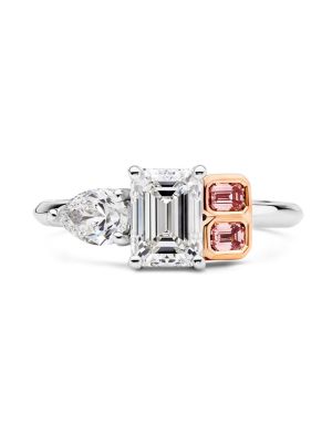  Argyle Pink Diamond Emerald Engagement Ring