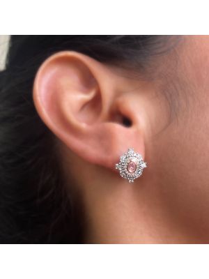  Argyle Pink Diamond Moonlight Oval Cluster Stud Earrings
