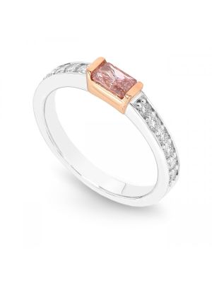  Radiant Cut Argyle Pink Diamond Dress Ring