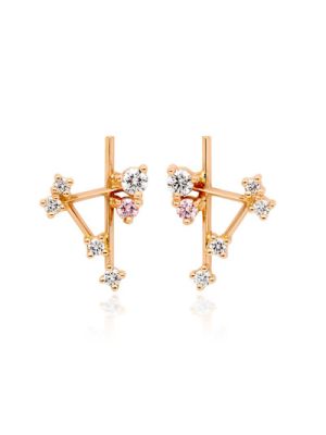  Celestial Pink and White Diamond Earrings (in your choice of gold)