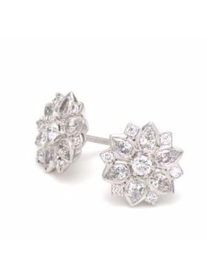  Lotus Flower Diamond Earrings