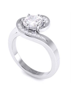  Swirling Round Brilliant Cut Diamond Halo Engagement Ring