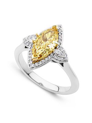  Ellendale Yellow Diamond Marquise Halo Ring