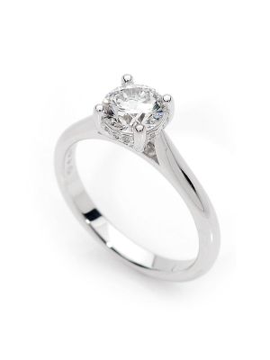  Hidden Halo Four Claw Solitaire Diamond Engagement Ring