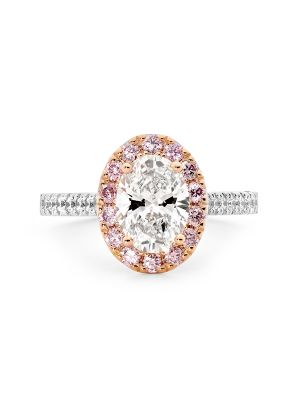  Oval Cut Pink Diamond Halo Engagement Ring