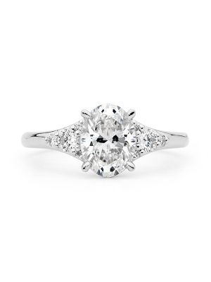  Modern Oval Diamond Cluster Engagement Ring