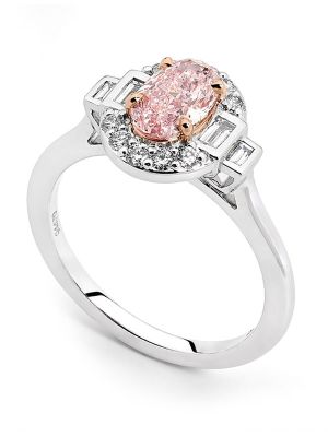  Custom Designed Oval Halo Diamond Engagement Ring