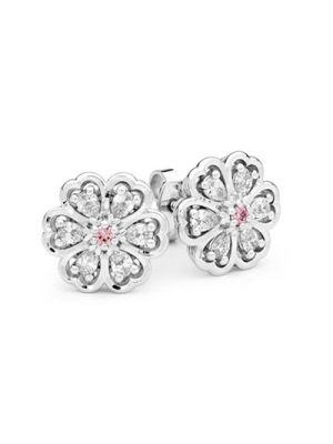 Pink and White Diamond Daisy Earrings