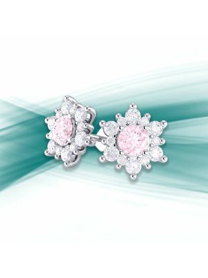  Diamond Flower Stud Earrings
