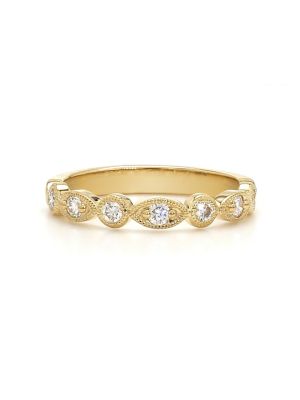  Round And Marquise Shaped Diamond Wedding Half Eternity Ring