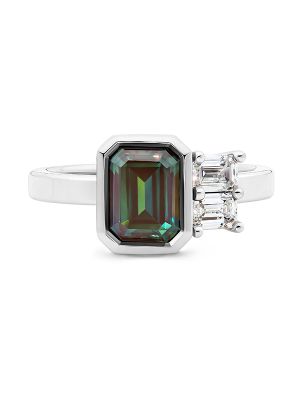  Classic Emerald Cut Sapphire & Diamond Ring