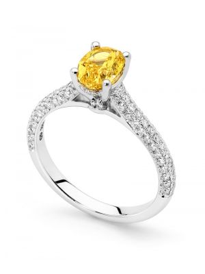  Solitaire Fancy Vivid Yellow Diamond Engagement Ring