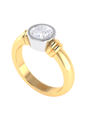  Bezel Set Solitaire Diamond Engagement Ring