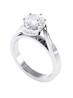  Round Brilliant Cut Twist Pave Diamond Engagement Ring