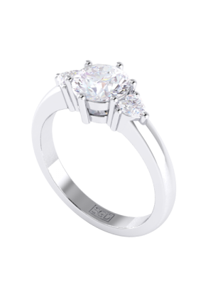 Heart and Round Brilliant Diamond Trilogy Engagement Ring