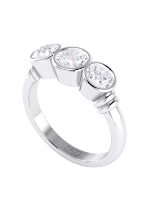  Rub Set Trilogy Diamond Engagement Ring