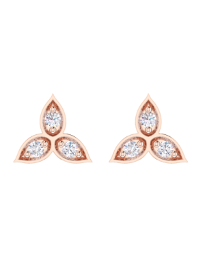  Three Leaf Diamond Stud Earrings