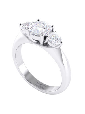  Trilogy Diamond Engagement Ring With Knife Edge Band