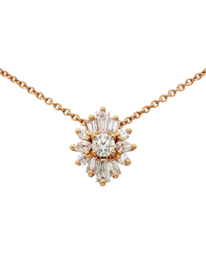  18ct Rose Gold Art Deco Diamond Pendant Necklace