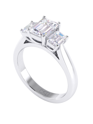  Classic Emerald Diamond Trilogy Engagement Ring