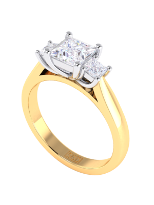  Princess Cut  Three Stone Diamond Ring