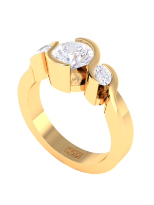  Bezel Set Trilogy Diamond Engagement Ring