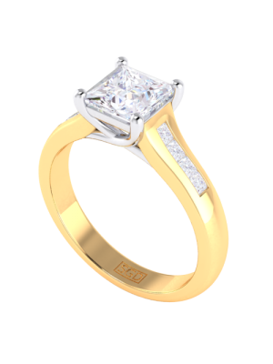  Claw and Channel Set Princess Cut Diamond Ring