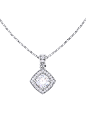  Diamond Set Halo Pendant Necklace