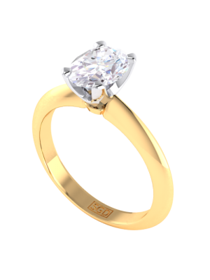  Four Claw Oval Cut Solitaire Diamond with a Knife Edge Band
