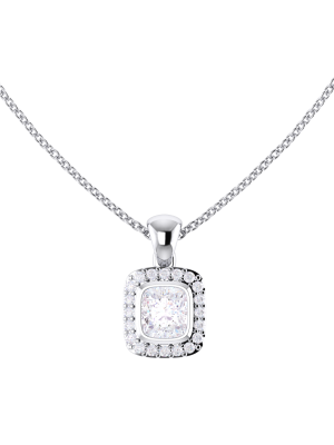  Cushion Cut Diamond Halo Pendant Necklace