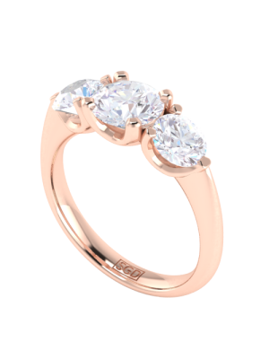  Round Brilliant Cut Diamond Trilogy Scallop Set Engagement Ring