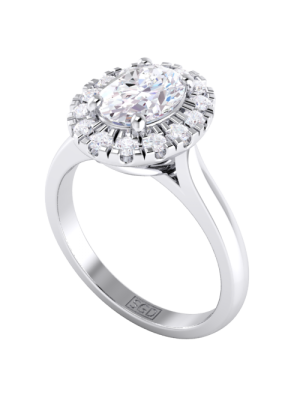  Oval Diamond Halo Engagement Ring