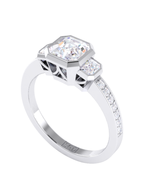  Square Emerald Cut Diamond Engagement Ring