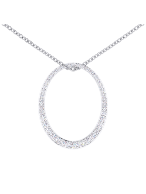  Oval Outline Diamond Pendant Necklace