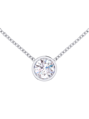  Bezel Solitaire Diamond Pendant Necklace