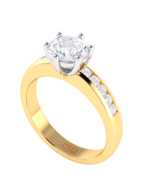 Channel Set Round Brilliant Cut Diamond Multi Stone Engagement Ring