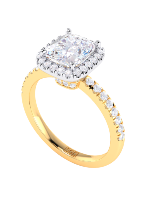 Cushion Cut Diamond Halo Engagement Ring