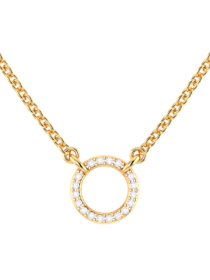  Small Circle Outline Diamond Pendant Necklace