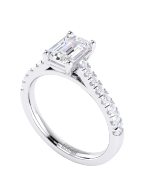 Claw & Channel Set Emerald Cut Diamond Ring