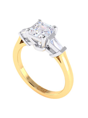  Square Emerald Cut Trilogy Diamond Engagement Ring