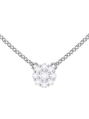  Round Brilliant Diamond Cluster Pendant Necklace