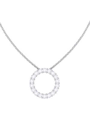  Circle Outline Diamond Pendant Necklace