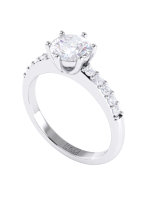  Six Claw Solitaire and Diamond Band Engagement Ring