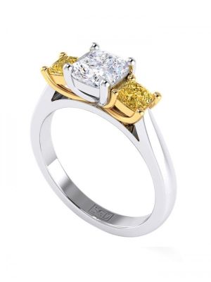  Custom Trilogy Yellow Diamond Engagement Ring