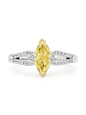  Marquise Cut Yellow Diamond Engagement Ring