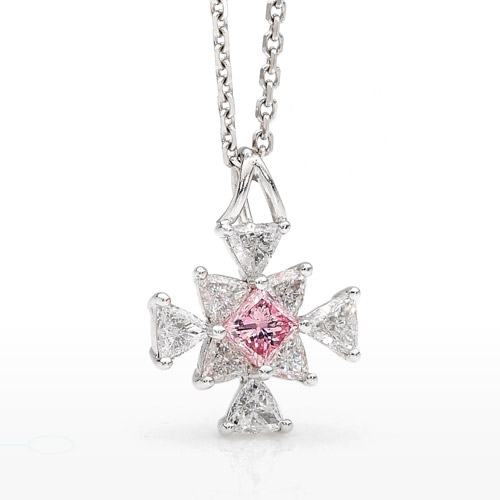 Argyle Pink Diamond Geometric Cross Pendant Necklace
