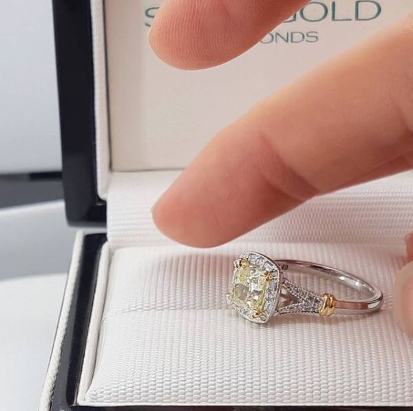 Cushion Cut Argyle Yellow Diamond Engagement Ring