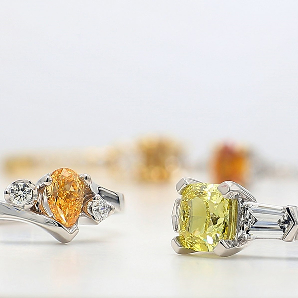 Colourful Orange and Yellow Diamond Engagement Rings