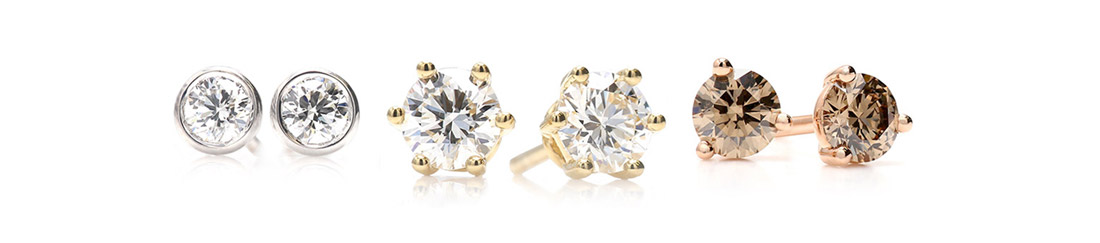A variety design style of diamond stud earrings
