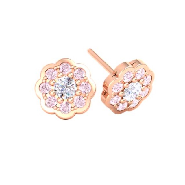 Pink Diamond Cluster Earrings